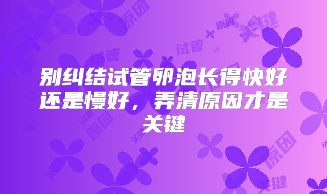 别纠结试管卵泡长得快好还是慢好，弄清原因才是关键