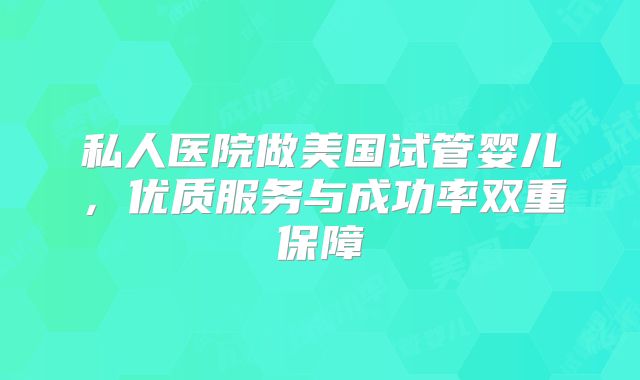 私人医院做美国试管婴儿，优质服务与成功率双重保障