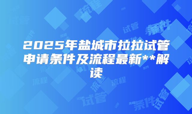 2025年盐城市拉拉试管申请条件及流程最新**解读