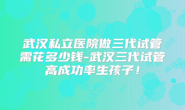 武汉私立医院做三代试管需花多少钱-武汉三代试管高成功率生孩子!