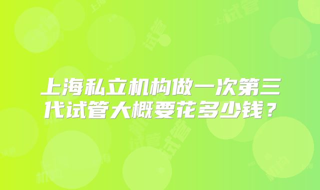 上海私立机构做一次第三代试管大概要花多少钱?