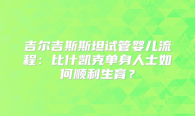 吉尔吉斯斯坦试管婴儿流程:比什凯克单身人士如何顺利生育?