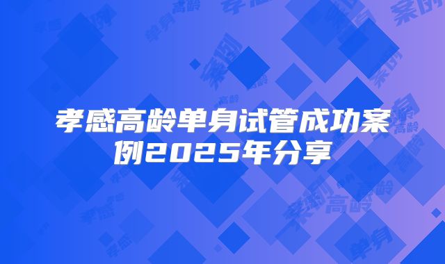孝感高龄单身试管成功案例2025年分享