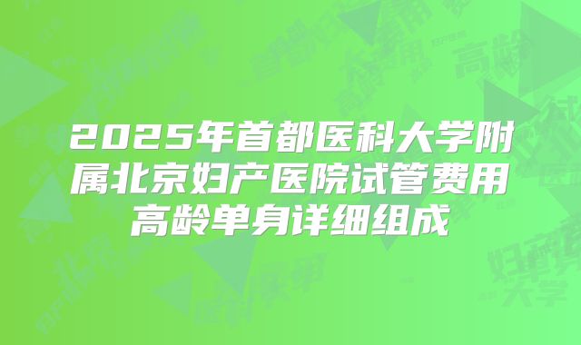 2025年首都医科大学附属北京妇产医院试管费用高龄单身详细组成