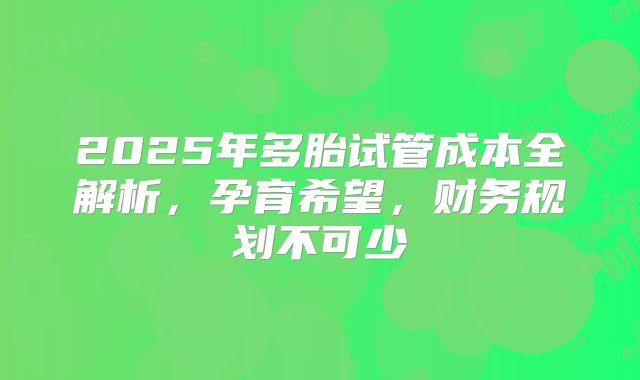 2025年多胎试管成本全解析,孕育希望,财务规划不可少