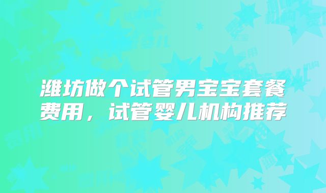 潍坊做个试管男宝宝套餐费用，试管婴儿机构推荐