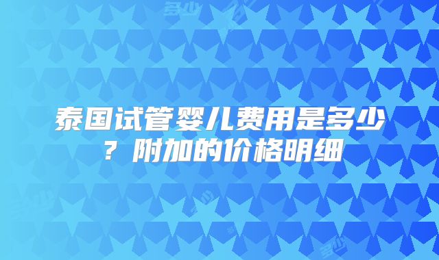 泰国试管婴儿费用是多少?附加的价格明细