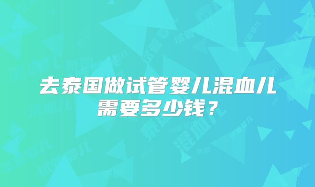 去泰国做试管婴儿混血儿需要多少钱?