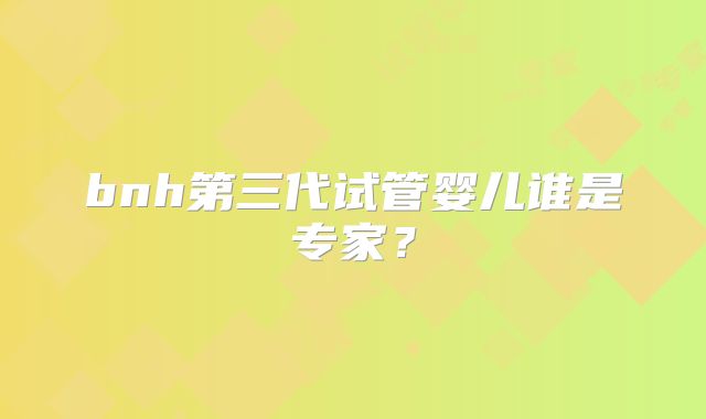 bnh第三代试管婴儿谁是专家？