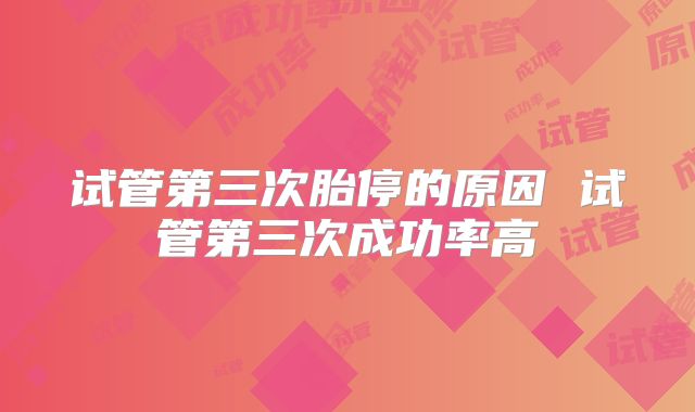 试管第三次胎停的原因 试管第三次成功率高