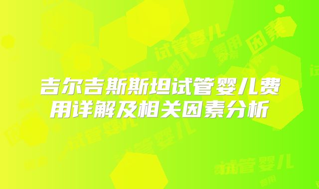 吉尔吉斯斯坦试管婴儿费用详解及相关因素分析