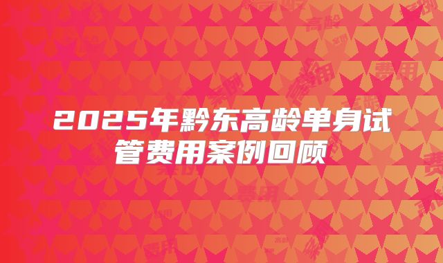 2025年黔东高龄单身试管费用案例回顾