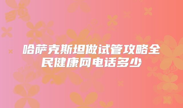 哈萨克斯坦做试管攻略全民健康网电话多少