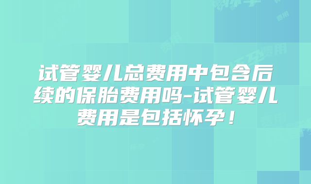 试管婴儿总费用中包含后续的保胎费用吗-试管婴儿费用是包括怀孕!