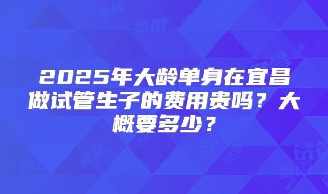 2025年大龄单身在宜昌做试管生子的费用贵吗?大概要多少?