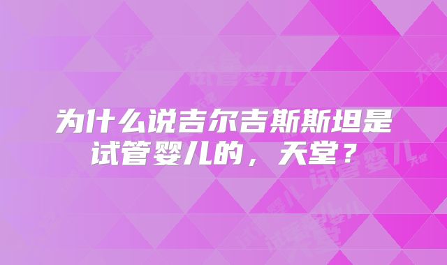 为什么说吉尔吉斯斯坦是试管婴儿的,天堂?