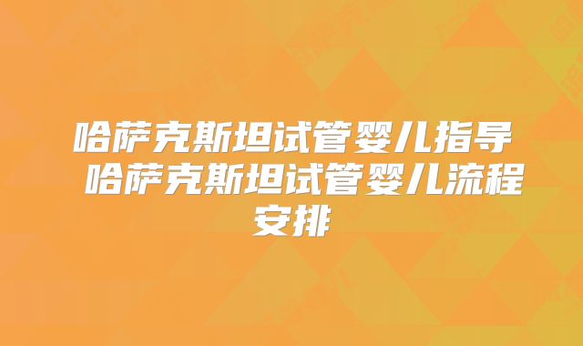 哈萨克斯坦试管婴儿指导 哈萨克斯坦试管婴儿流程安排