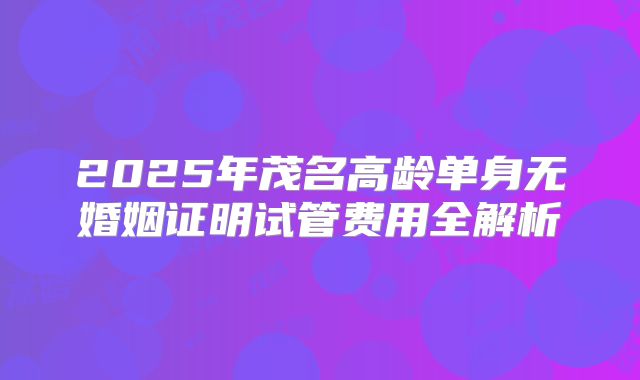 2025年茂名高龄单身无婚姻证明试管费用全解析