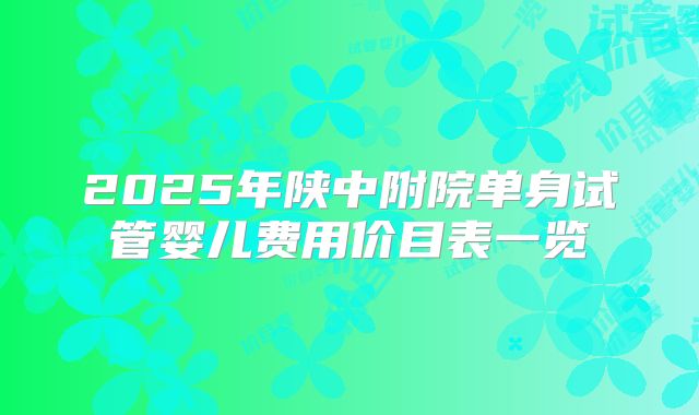 2025年陕中附院单身试管婴儿费用价目表一览