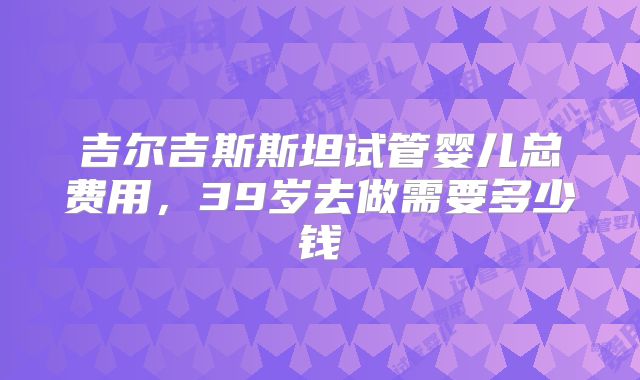 吉尔吉斯斯坦试管婴儿总费用，39岁去做需要多少钱