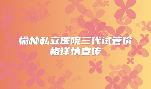 榆林私立医院三代试管价格详情宣传