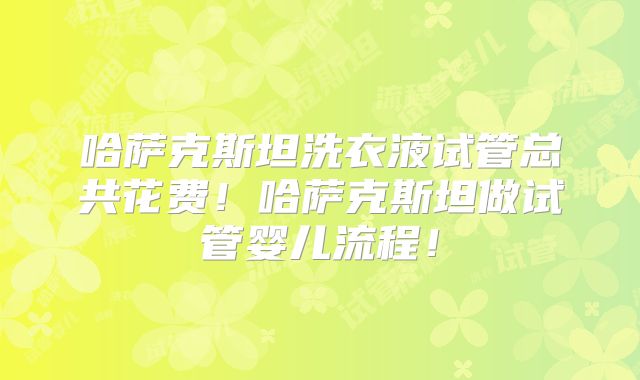 哈萨克斯坦洗衣液试管总共花费！哈萨克斯坦做试管婴儿流程！