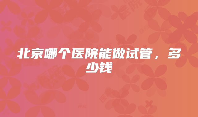 北京哪个医院能做试管,多少钱