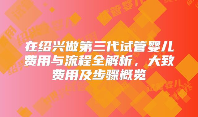 在绍兴做第三代试管婴儿费用与流程全解析，大致费用及步骤概览