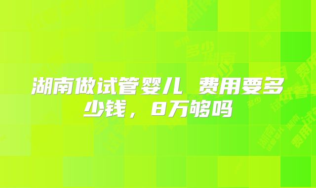 湖南做试管婴儿 费用要多少钱，8万够吗