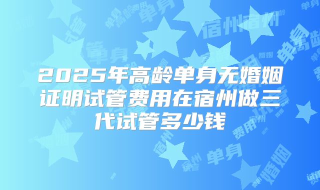2025年高龄单身无婚姻证明试管费用在宿州做三代试管多少钱