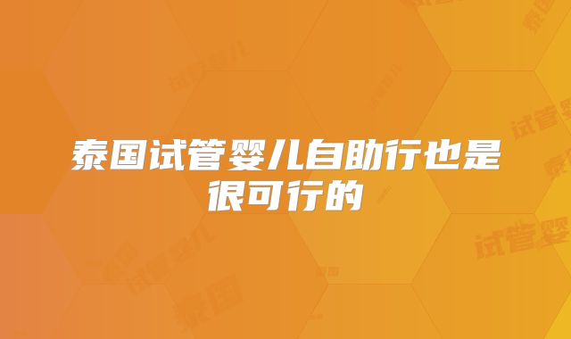泰国试管婴儿自助行也是很可行的