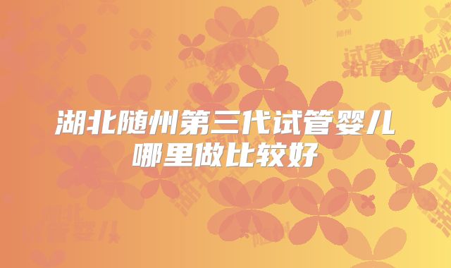 湖北随州第三代试管婴儿哪里做比较好