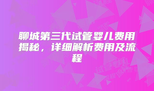 聊城第三代试管婴儿费用揭秘，详细解析费用及流程