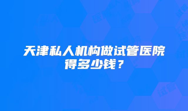 天津私人机构做试管医院得多少钱？
