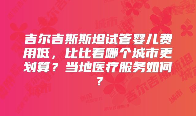 吉尔吉斯斯坦试管婴儿费用低,比比看哪个城市更划算?当地医疗服务如何?