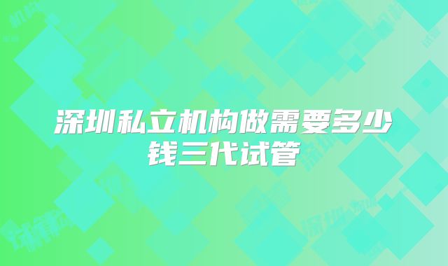 深圳私立机构做需要多少钱三代试管