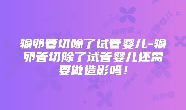 输卵管切除了试管婴儿-输卵管切除了试管婴儿还需要做造影吗!