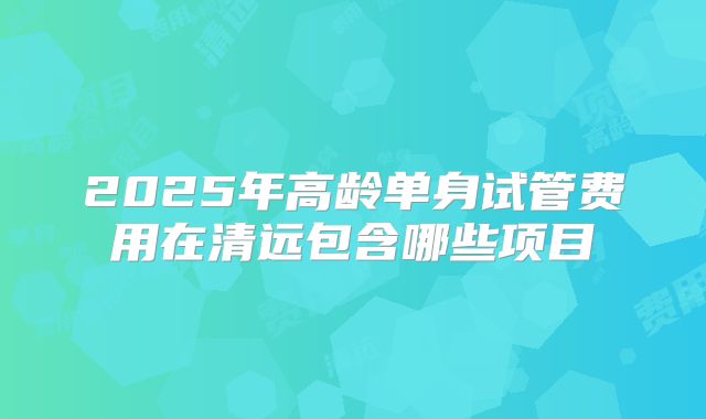 2025年高龄单身试管费用在清远包含哪些项目
