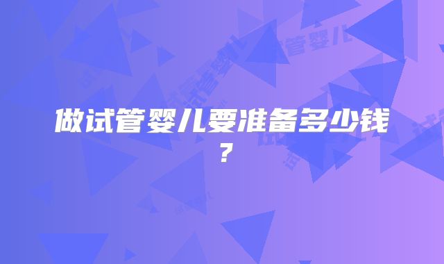 做试管婴儿要准备多少钱?