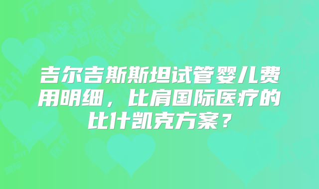 吉尔吉斯斯坦试管婴儿费用明细,比肩国际医疗的比什凯克方案?