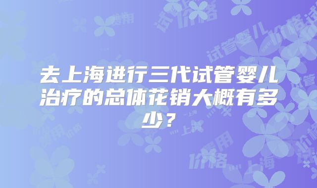 去上海进行三代试管婴儿治疗的总体花销大概有多少?
