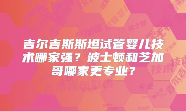 吉尔吉斯斯坦试管婴儿技术哪家强？波士顿和芝加哥哪家更专业？