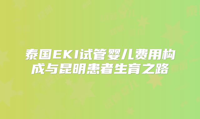 泰国EKI试管婴儿费用构成与昆明患者生育之路