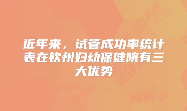 近年来,试管成功率统计表在钦州妇幼保健院有三大优势
