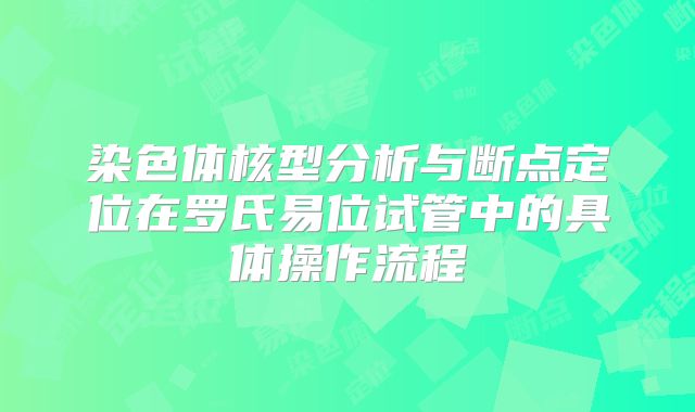 染色体核型分析与断点定位在罗氏易位试管中的具体操作流程