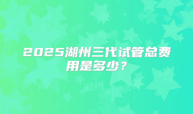 2025湖州三代试管总费用是多少?