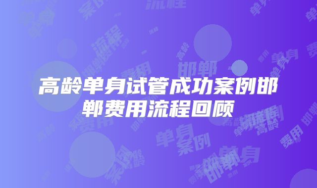 高龄单身试管成功案例邯郸费用流程回顾