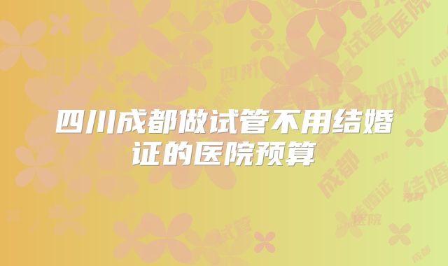 四川成都做试管不用结婚证的医院预算