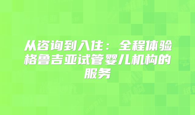 从咨询到入住：全程体验格鲁吉亚试管婴儿机构的服务