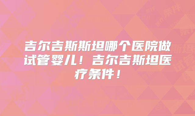 吉尔吉斯斯坦哪个医院做试管婴儿!吉尔吉斯坦医疗条件!